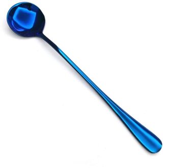 6 Kleur Lange Handvat Roestvrij Stalen Lepel Ijs Lepel Koffie Lepel Roeren Lepel Thee Set HomeKitchenTablewareSpoonSize18cm blauw 2