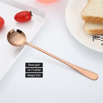 6 Kleur Lange Handvat Roestvrij Stalen Lepel Ijs Lepel Koffie Lepel Roeren Lepel Thee Set HomeKitchenTablewareSpoonSize18cm roos goud 1