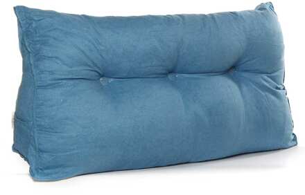 6 Kleuren 100*50*22Cm Rechthoek Driehoekige Bed Hoofd Grote Lange Zachte Kussen Rugleuning Lendensteun Bolster kussen Voor Home Office Blauw