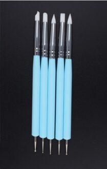 6 Kleuren 5 Stks/set Rvs Twee Hoofd Beeldhouwen Polymeer En Zachte Aardewerk Klei Tool Siliconen Modellering Art Shaper gereedschap Blauw