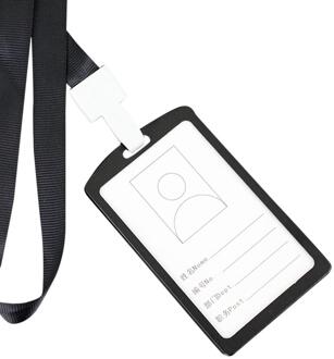 6 Kleuren Aluminium Werk Naam Kaarthouders Visitekaartje Werk Card Id Badge Lanyard Houder Verticale Metalen Id Business case & S zwart