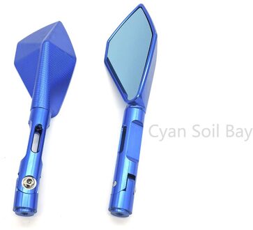 6 Kleuren Atv Off-Road Moto Rbike Achteruitkijkspiegel Moto Rcycle Accessoires Moto Spiegels Cnc Aluminium Universal blauw