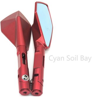 6 Kleuren Atv Off-Road Moto Rbike Achteruitkijkspiegel Moto Rcycle Accessoires Moto Spiegels Cnc Aluminium Universal rood