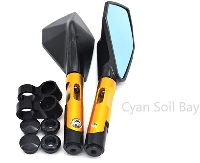 6 Kleuren Atv Off-Road Moto Rbike Achteruitkijkspiegel Moto Rcycle Accessoires Moto Spiegels Cnc Aluminium Universal zwart Gloden