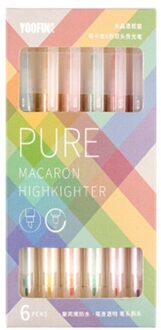 6 Kleuren Candy Kleur Markeerstift Marker Borstel Pennen Unieke Venster Tip Pastel Kleur Markeerstift Tweekoppige Gebruik pennen 6 Pastel kleuren reeks