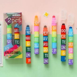 6 Kleuren Creatieve Stiksels Effen Markeerstift Marker Fluorescerende Retro Kleur Graffiti Pen Briefpapier