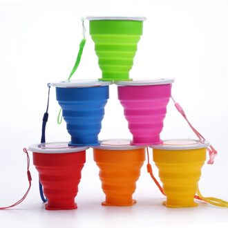 6 Kleuren Draagbare Siliconen Cup Multifunctionele Inklapbare Cup Trechter Reizen Camping Water Keuken Accessoires roze