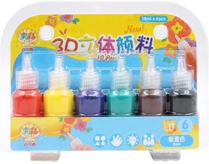 6 Kleuren Kids 3D Acryl Verf Pigment Set Voor Kinderen Graffiti Diy Schilderij Tekening Gereedschap Kunst Levert 1