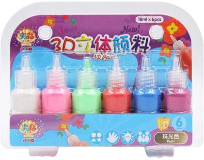 6 Kleuren Kids 3D Acryl Verf Pigment Set Voor Kinderen Graffiti Diy Schilderij Tekening Gereedschap Kunst Levert 4