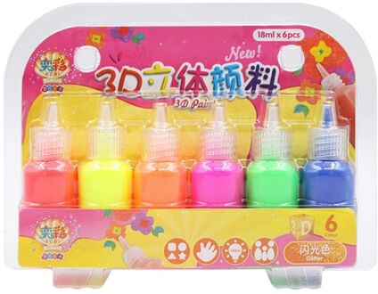 6 Kleuren Kids 3D Acryl Verf Pigment Set Voor Kinderen Graffiti Diy Schilderij Tekening Gereedschap Kunst Levert