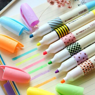 6 Kleuren/Lot Hoge Capaciteit Kleur Marker Pen Fluorescerende Graffiti Geur Markeerstift Kantoorbenodigdheden Leuke Briefpapier