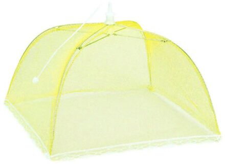 6 Kleuren Paraplu Picknick Pop-Up Mesh Screen Beschermen Voedsel Cover Tent Dome Net Anti Fly Mosquito Gevouwen Mesh keuken Accessoires geel