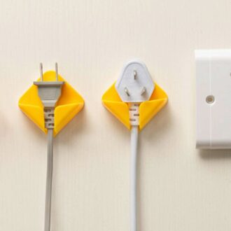 6 Kleuren Plug Draad Socket Houder Haak Opvouwbare Kabel Clip Opslag Houder Muur Adhesive Hanger Thuis Kantoor Opslag Houders & rekken geel
