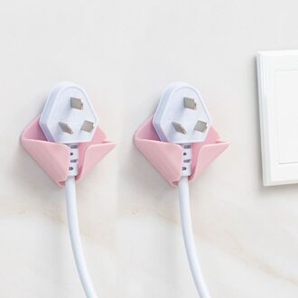 6 Kleuren Plug Draad Socket Houder Haak Opvouwbare Kabel Clip Opslag Houder Muur Adhesive Hanger Thuis Kantoor Opslag Houders & rekken roze