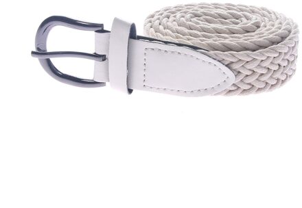 6 Kleuren Riem Gevlochten Mode Mannen Vrouwen Casual Gebreide Pin Gesp Geweven Canvas Elastische Uitbreidbaar Tailleband Spanband ivoor