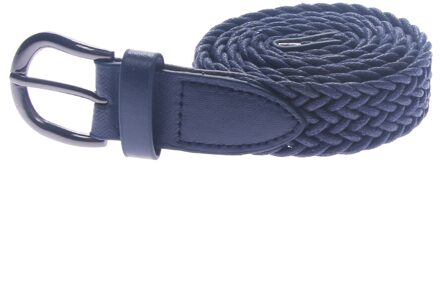 6 Kleuren Riem Gevlochten Mode Mannen Vrouwen Casual Gebreide Pin Gesp Geweven Canvas Elastische Uitbreidbaar Tailleband Spanband marine blauw