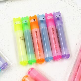 6 Kleuren/Set Mini Markeerstiften Kind Studenten Marker Markeerstift School Office Japanse Briefpapier
