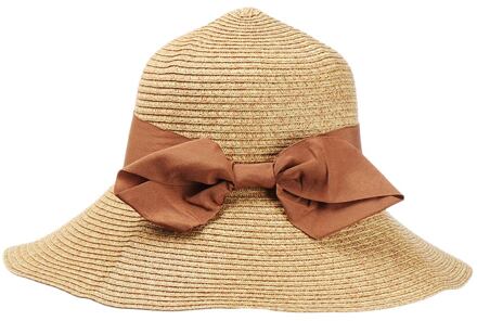 6 Kleuren Strik Opvouwbare Brede Rand Zonnehoed Anti-Uv Strand Cap Vrouwen Zomer Stro Cap Uv Beschermen Outdoor Reizen Emmer hoed bruin