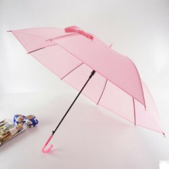 6 kleuren Transparant Clear Paraplu Lange Steel Rechte Stok Regen Parasols Roze
