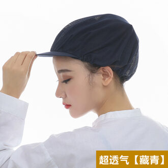 6 kleuren Unisex Elastische Mesh Caps Fabriek Werknemers Werkkleding Hoeden Mannen Vrouwen Ademend Magazijn Voedsel Werkplaats Slijtage Caps marine blauw