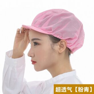 6 kleuren Unisex Elastische Mesh Caps Fabriek Werknemers Werkkleding Hoeden Mannen Vrouwen Ademend Magazijn Voedsel Werkplaats Slijtage Caps Roze