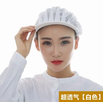 6 kleuren Unisex Elastische Mesh Caps Fabriek Werknemers Werkkleding Hoeden Mannen Vrouwen Ademend Magazijn Voedsel Werkplaats Slijtage Caps wit