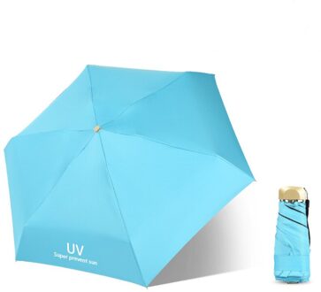 6 Kleuren Zonnescherm Uv Bescherming Ultralichte Kleine Mini Pocket Zwarte Coating Paraplu Tweeërlei Gebruik Sunny Rain Paraplu voor Vrouw blauw
