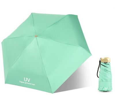 6 Kleuren Zonnescherm Uv Bescherming Ultralichte Kleine Mini Pocket Zwarte Coating Paraplu Tweeërlei Gebruik Sunny Rain Paraplu voor Vrouw groen