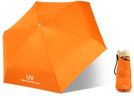 6 Kleuren Zonnescherm Uv Bescherming Ultralichte Kleine Mini Pocket Zwarte Coating Paraplu Tweeërlei Gebruik Sunny Rain Paraplu voor Vrouw oranje