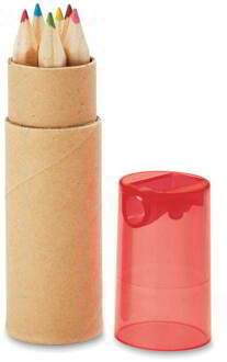 6 kleurpotloden in koker