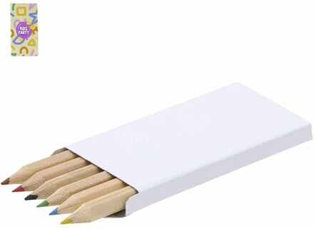 6 Kleurpotloden in Wit doosje