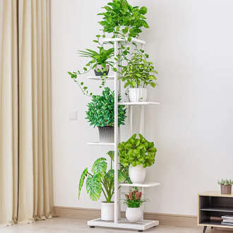 6 Layers Iron Flower Shelf Indoor Home Living Room Balcony Flower Pot Hanging Space Saving Plant Stand