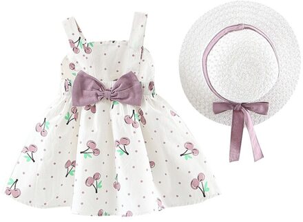 (6 M-24 M) peuter Baby Kids Meisjes Mouwloos Cherry Dot Prinses Jurken Boog Hoed Outfits vestido bebe bautizo gewaad bebe fille 6m