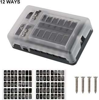 6 Manieren 12 Manieren Blade Zekering Blok 100A 32V Zekeringkast Houder Plastic Cover Voor Auto Marine Met led Lampje M5 Stud Donkergrijs