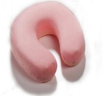 6 Memory Foam Pillow Nek U-vorm U-vormige Hoofdsteun Auto Flight Travel Soft Nursing Kussen Roze