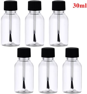 6 Nail Gepolijst Fles Clear Lege Navulbare Nagellak Potten Opslag Plastic Containers Fles Met Borstel Cap Voor Diy Nail art 30ml zwart