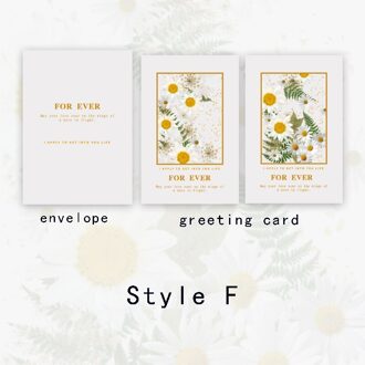 6 Ontwerpen 4 Stks/set Eeuwige Serie Plant Stijl Bronzing Wenskaarten Met Enveloppen Handgemaakte Diy Deco Materiaal Uitnodiging F