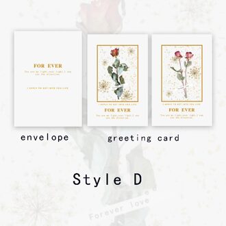 6 Ontwerpen 4 Stks/set Eeuwige Serie Plant Stijl Bronzing Wenskaarten Met Enveloppen Handgemaakte Diy Deco Materiaal Uitnodiging