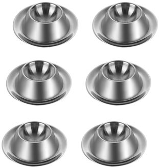6 Pack Ei Bekerhouder, roestvrij Staal Ei Cups Platen Serveware Servies Houder Accessoires Voor Hard Soft Gekookt Ei Lepel Brea