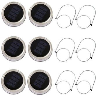 6 Pack Solar Mason Jar Licht Met Handgrepen, 10 Led String Fairy Vuurvlieg Lights Deksels Insert Forpatio, gazon, Tuin Decor-Geen Potten