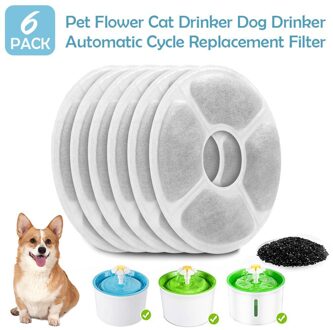 6 Pack Water Fontein Huisdieren Drinken Filter Vervanging Filter Huisdier Bloem Kat Drinker Hond Drinker Automatische Cyclus # T2P 6stk
