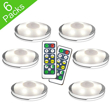 6 Packet Dimmable Lighting LED Puck Lights With Remote Control Touch Sensor Battery Under Cabinet Lights For Kitchen Closet Lamp