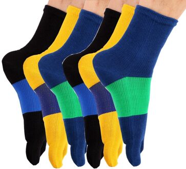6 Pairs Mannen Yoga Sokken Vijf-Vinger Scrunch Sokken Katoen Ademend Atletische Sokjes Man Sportkleding Japanse Stijl Teen sokken gemengde kleur