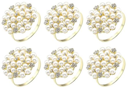6 Parels Strass Servetringen, Rhinestone Servetringen Voor Bruiloften Dining Valentijnsdag Accessoires