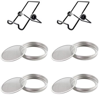 6 Pc Kiemen Pot Deksel Met 3Pc Rvs Kiemen Staat Voor Brede Mond Mason Jars Weckpotten Om maken Spruit