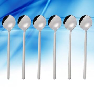 6 Pcs 13Cm Roestvrij Stalen Ronde Lepel Mini Lange Handvat Theelepels Koffie Roeren Lepel Voor Koffie Suiker Dessert (korte, golden) zilver