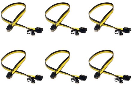 6 Pcs 16AWG 6 Pin Pci-E Naar 8 Pin (6 + 2) Pci-E (Man Op Man) gpu Power Kabel Voor Hp Server Voor Grafische Kaarten Mijnbouw (50Cm)