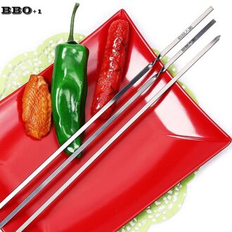 6 Pcs 17.7in 45 Cm Rvs Platte Bbq Steekt Shish Kebab Spiesjes Naald Draagbare Barbecue Grill Tool Picknick Bbq accessoires