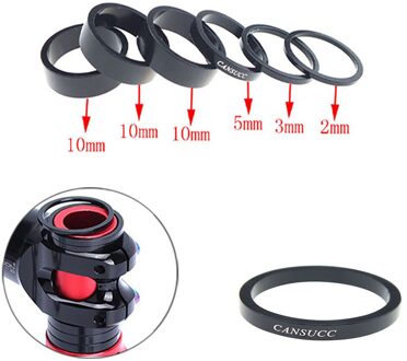 6 Pcs 2/3/5/10 Mm Fiets Mountainbike Mtb Cycling Aluminium 28.6 Mm bovenste Einde Van Voorvork Headset Stem Spacers Wasmachine