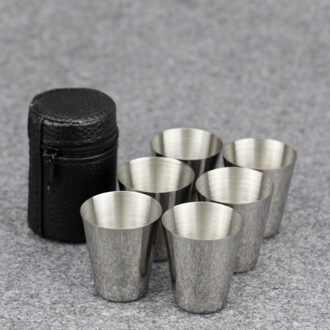 6 Pcs 30 Ml Rvs Camping Cup Mok Outdoor Camping Wandelen Opvouwbare Draagbare Koffie Bier Cup